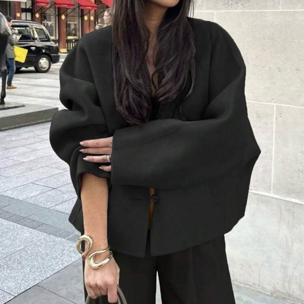 Minimalist Black Boxy Blazer